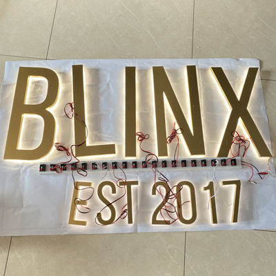 Gold Brush SS Illuminated Channel Letters Logo Sign Highspan