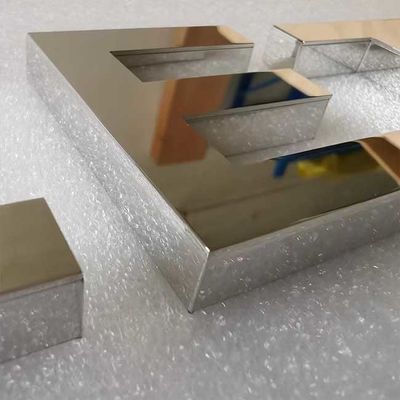 Alphabet Letter Shopfront Signage Silver Mirror 2cm Thickness Fabricated Metal Letters