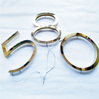 High Brightness Gold Brush House Number Sign Laser Cut CE RoHS