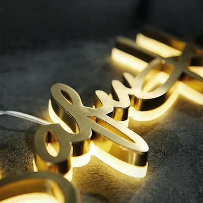 Gold Brush Stainless Steel Backlit Letters Signs