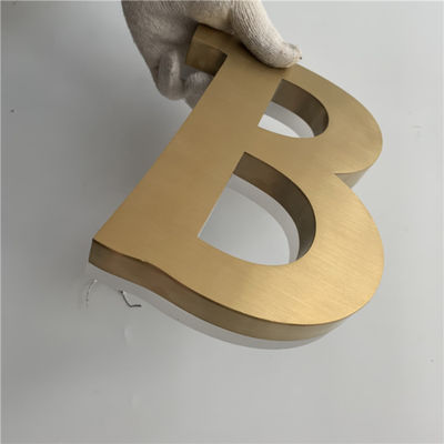 Gold Brush Stainless Steel Backlit Signs Metal Letters