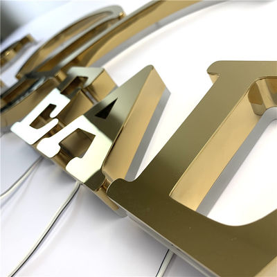 30mm Mirror Gold Hotel Backlit Channel Letter Signs