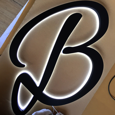 Stainless Steel Backlit Letter Sign Barber Shop Logo 3000K-10000K