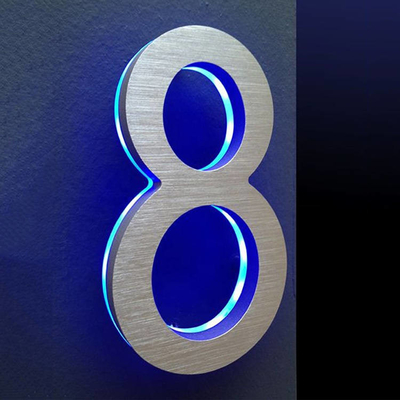 Silver Brush Metal House Door Numbers And Letters Halo Lighting