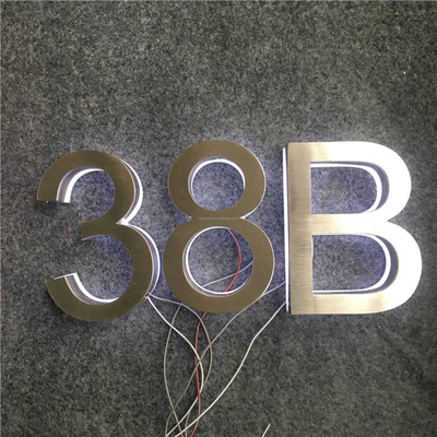 Silver Brush Metal House Door Numbers And Letters Halo Lighting