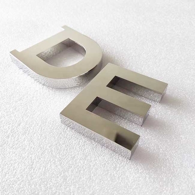 Alphabet Letter Shopfront Signage Silver Mirror 2cm Thickness Fabricated Metal Letters