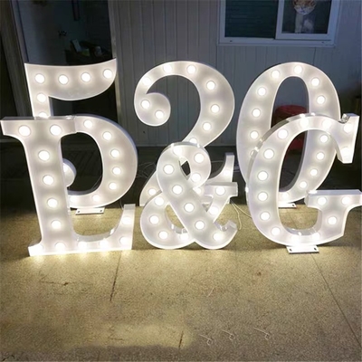 Acrylic Stainless Steel Light Up Marquee Letter Sign Numbers With Bulbs