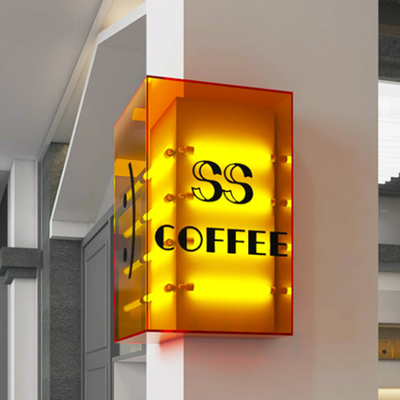 Acrylic Directional Led Coffee Shop Building Sign Light Box Waterproof