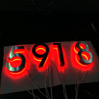 304 Stainless Steel Outdoor Led Number Sign Silver Brush RGB Light Numbers