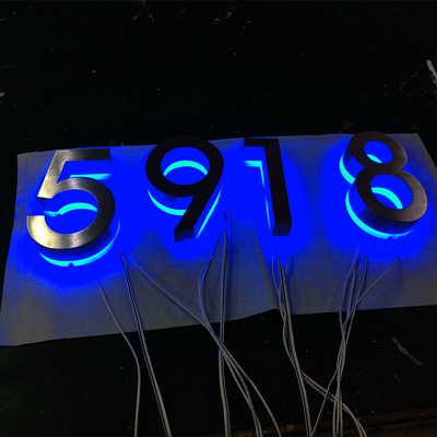 304 Stainless Steel Outdoor Led Number Sign Silver Brush RGB Light Numbers