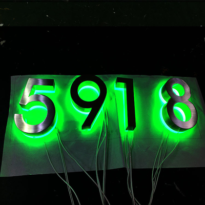 304 Stainless Steel Outdoor Led Number Sign Silver Brush RGB Light Numbers