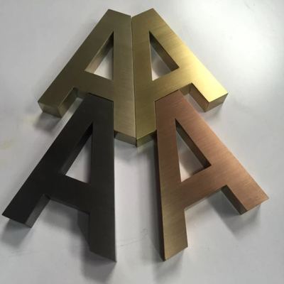 Gold Stainless Steel 3D Letter Sign With Excellent Finishes Metal Letters Numbers