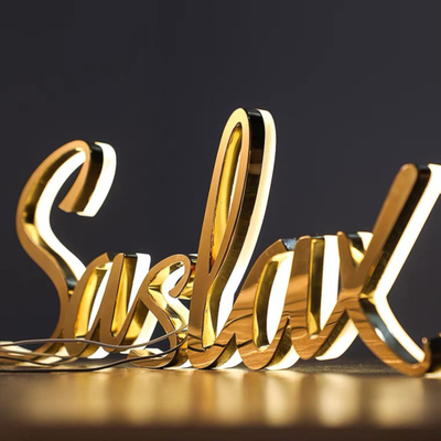 Brush Ss 3d Letter Signgold Backlit Logo Light Up 20mm