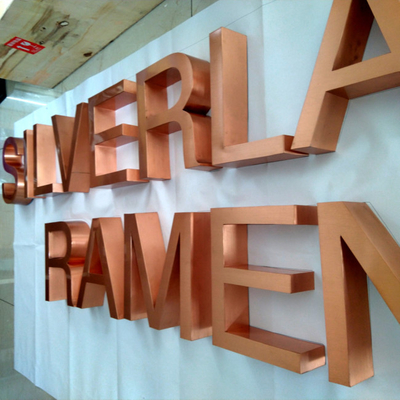 OEM Design Shop Logo Copper Sign Letters Flat Cut 10cm To 100cm Height