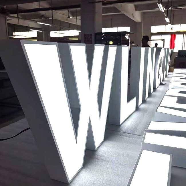 White Color Stainless Steel Return Channel Letter Sign Acrylic Surface Frontlit