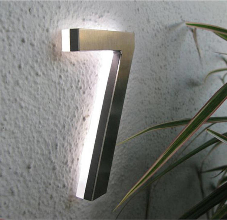 Silver Brush Metal House Door Numbers And Letters Halo Lighting