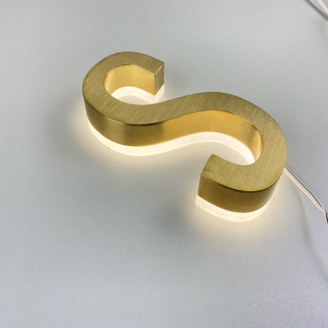 Brush Ss 3d Letter Signgold Backlit Logo Light Up 20mm